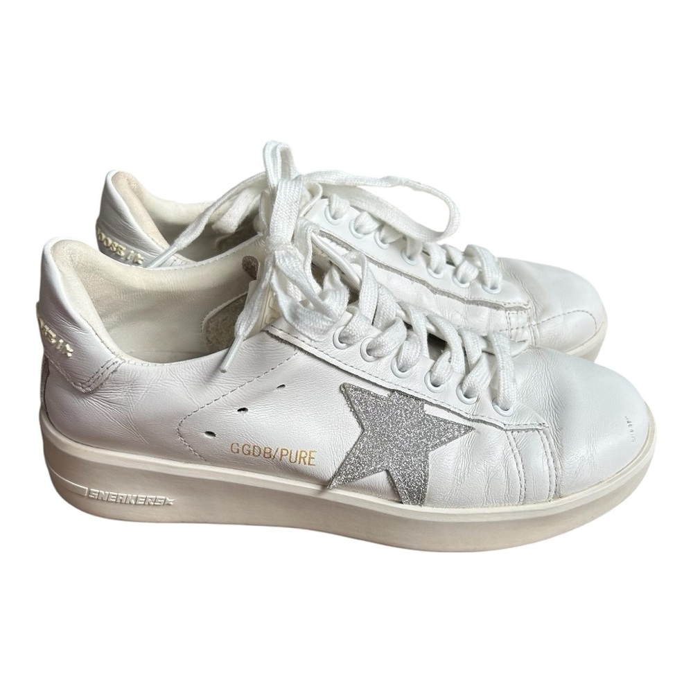 Golden Goose Pure-Star Swarovski Crystal Star Sneakers White and Silver Size 7